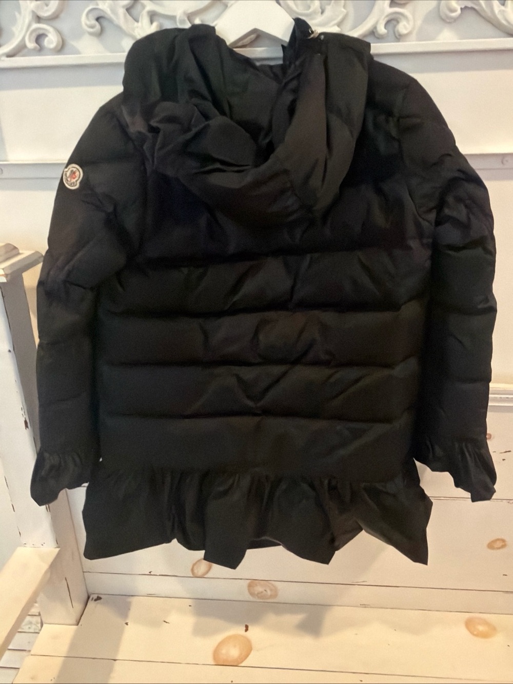 Moncler Black Ruffle-Hem Puffer Jacket - Picture 4 of 12